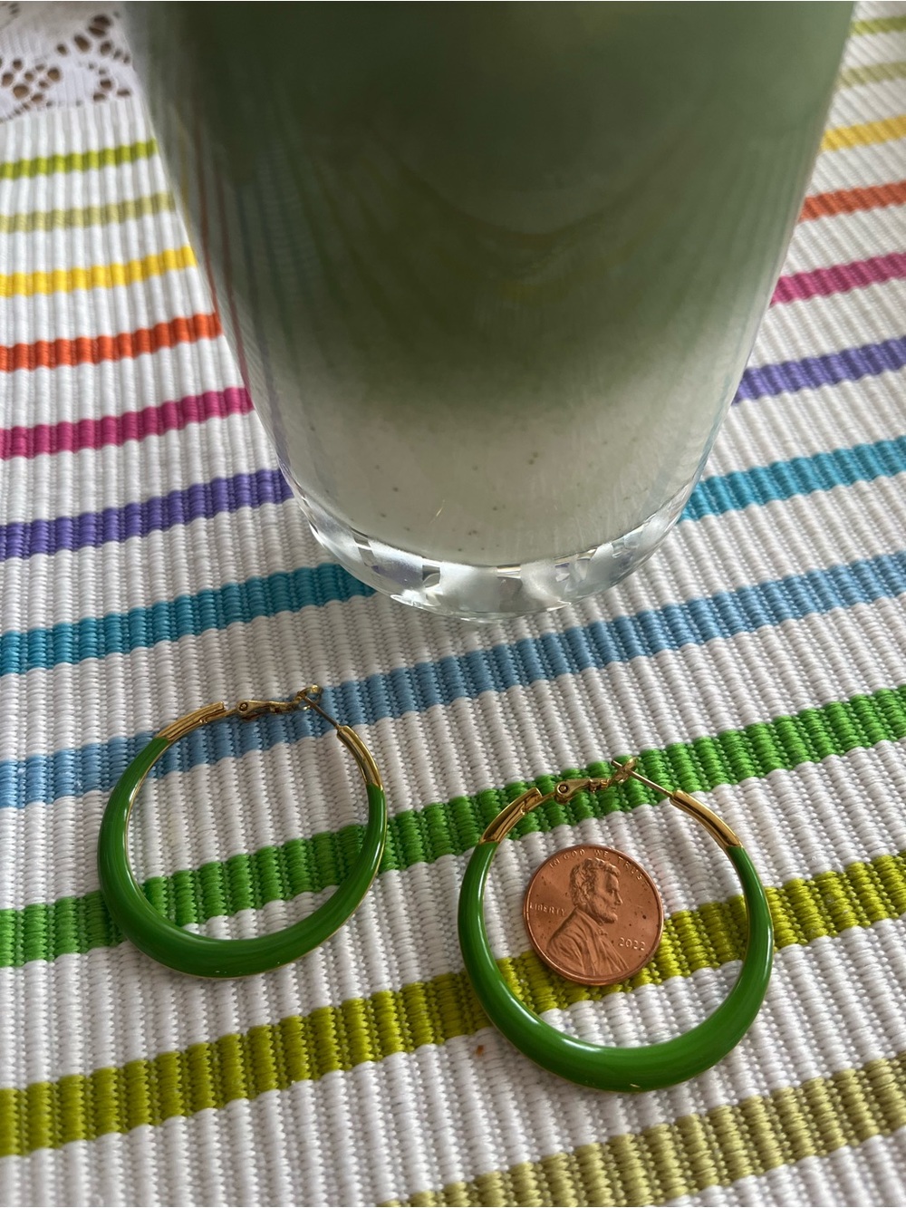 KATE SPADE EARRINGS Green enamel Hoop Earrings with Gold-Tone metal